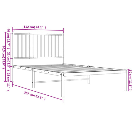 sengeramme med sengegavl 107x203 cm metal sort