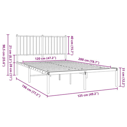 sengeramme med sengegavl 120x200 cm metal sort