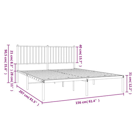sengeramme med sengegavl 150x200 cm metal sort