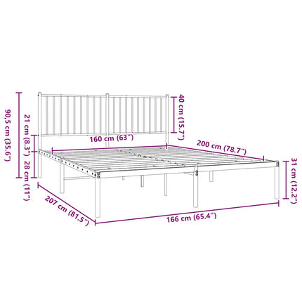 sengeramme med sengegavl 160x200 cm metal sort