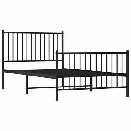 sengeramme med sengegavl og fodgærde 100x190 cm metal sort