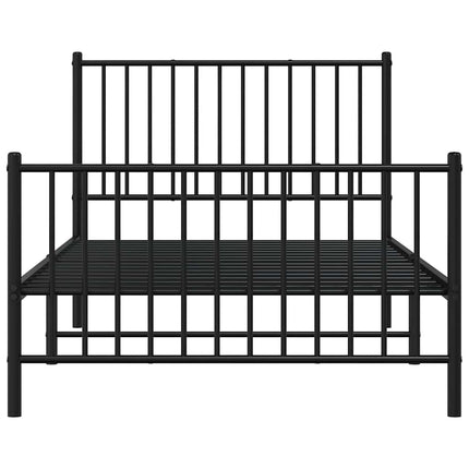 sengeramme med sengegavl og fodgærde 100x190 cm metal sort