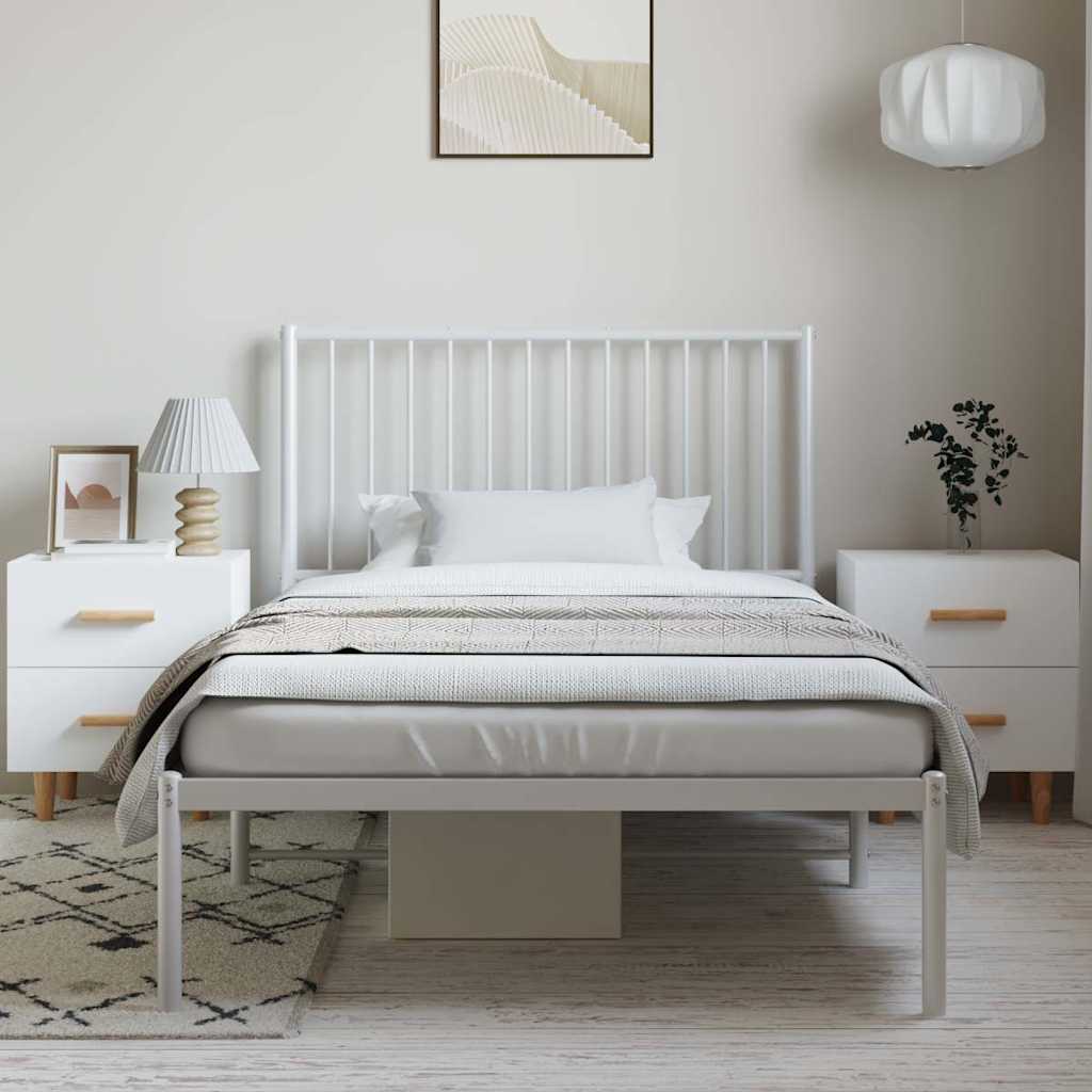 sengeramme med sengegavl 100x200 cm metal hvid