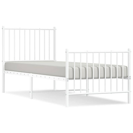sengeramme med sengegavl og fodgærde 80x200 cm metal hvid
