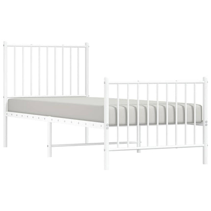 sengeramme med sengegavl og fodgærde 80x200 cm metal hvid