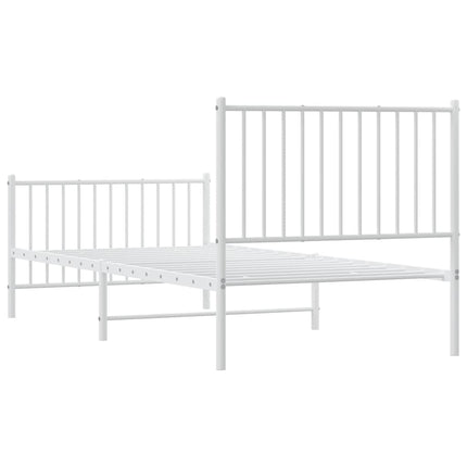 sengeramme med sengegavl og fodgærde 90x200 cm metal hvid