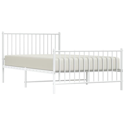 sengeramme med sengegavl og fodgærde 107x203 cm metal hvid