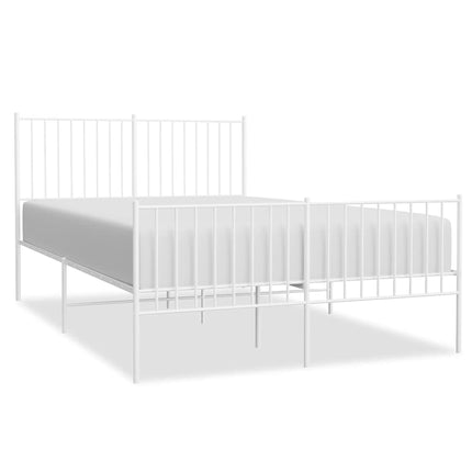 sengeramme med sengegavl og fodgærde 140x190 cm metal hvid
