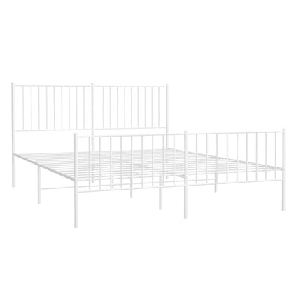 sengeramme med sengegavl og fodgærde 150x200 cm metal hvid