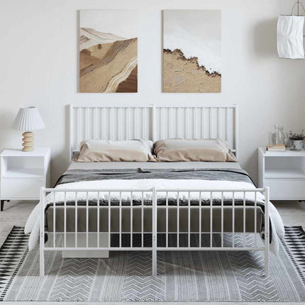 sengeramme med sengegavl og fodgærde 150x200 cm metal hvid