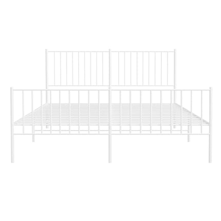 sengeramme med sengegavl og fodgærde 160x200 cm metal hvid