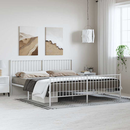 sengeramme med sengegavl og fodgærde 183x213 cm metal hvid