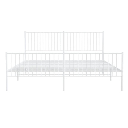 sengeramme med sengegavl og fodgærde 193x203 cm metal hvid
