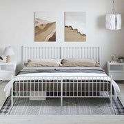sengeramme med sengegavl og fodgærde 193x203 cm metal hvid
