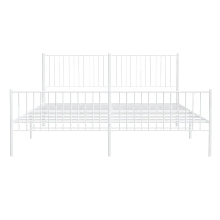 sengeramme med sengegavl og fodgærde 200x200 cm metal hvid
