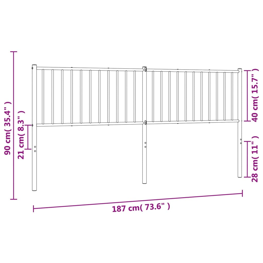 udskiftningsgavl 180 cm metal hvid