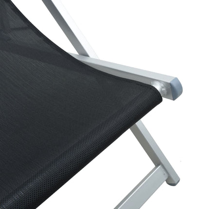 Klapstole 2 stk. sort aluminium og textilene