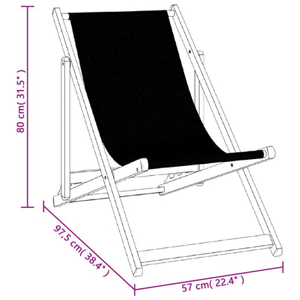 Klapstole 2 stk. sort aluminium og textilene