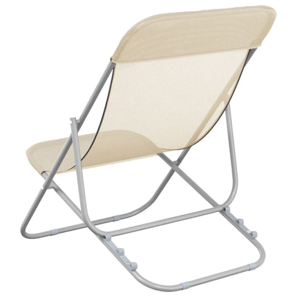 foldbare strandstole 2 stk. textilene pulverlakeret stål creme