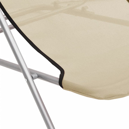 foldbare strandstole 2 stk. textilene pulverlakeret stål creme