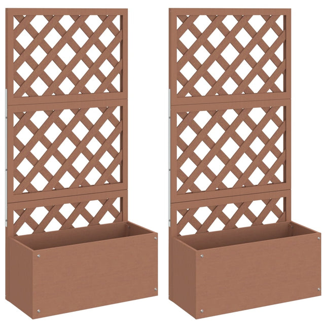 plantekasser med espalier 2 stk. 65x33x135 cm WPC brun