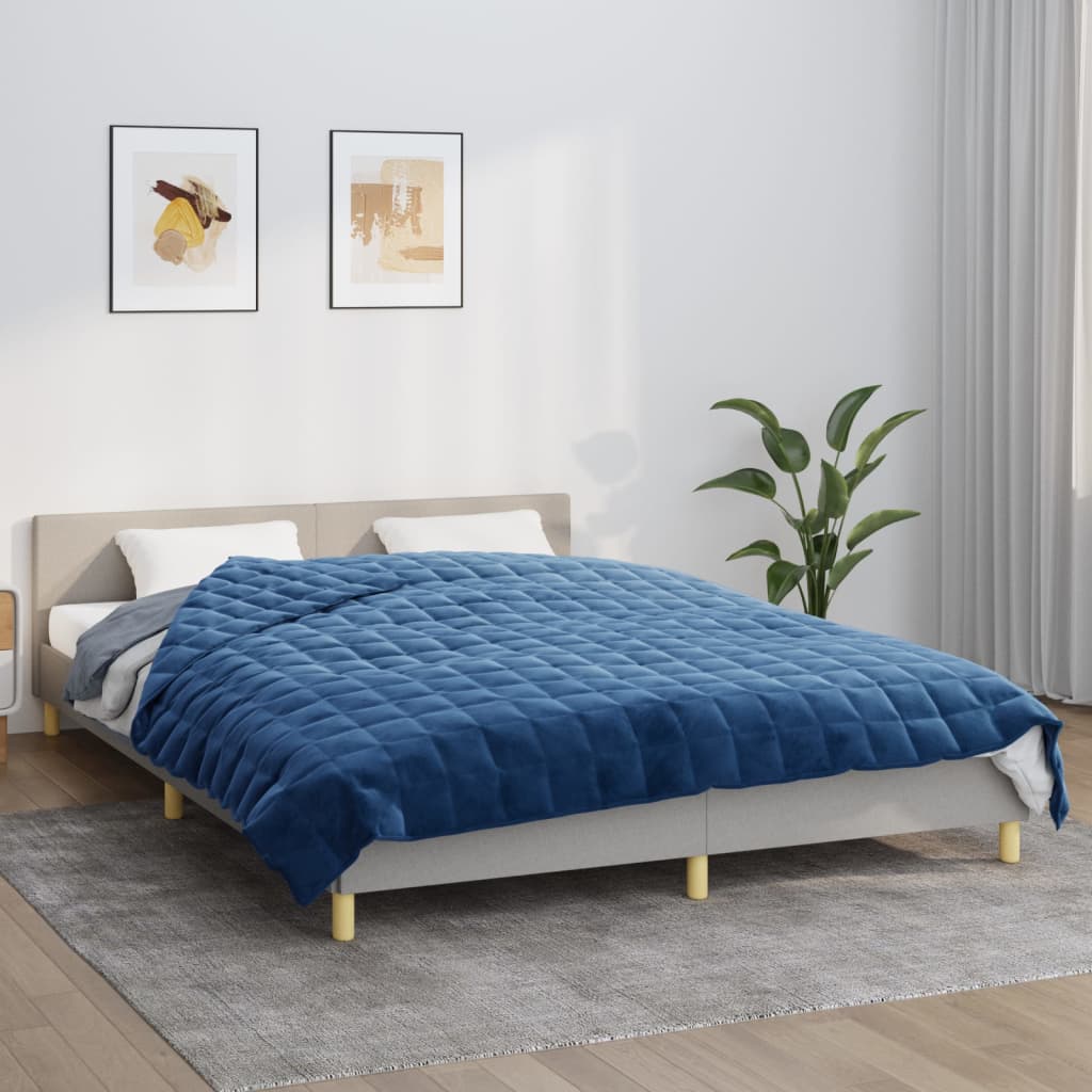 tyngdetæppe 220x240 cm 15 kg stof blå