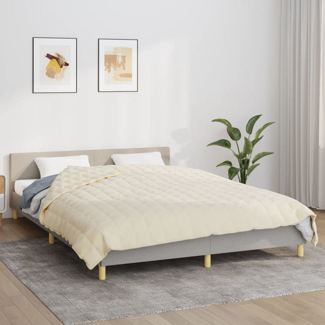 tyngdetæppe 220x240 cm 15 kg stof lys cremefarve