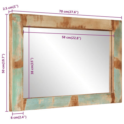 spejl 70x50 cm massivt genbrugstræ og glas