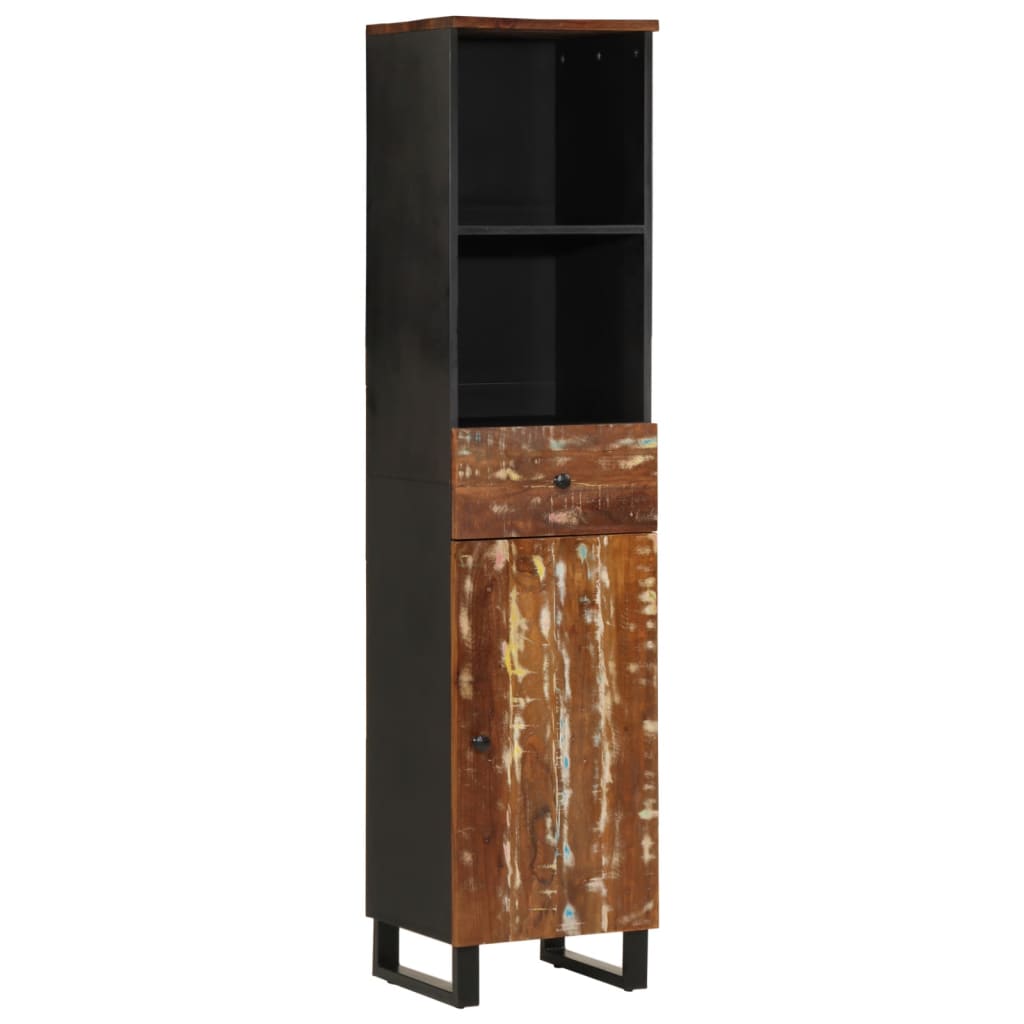 badeværelsesskab 38x33x160 cm massivt genbrugstræ billede