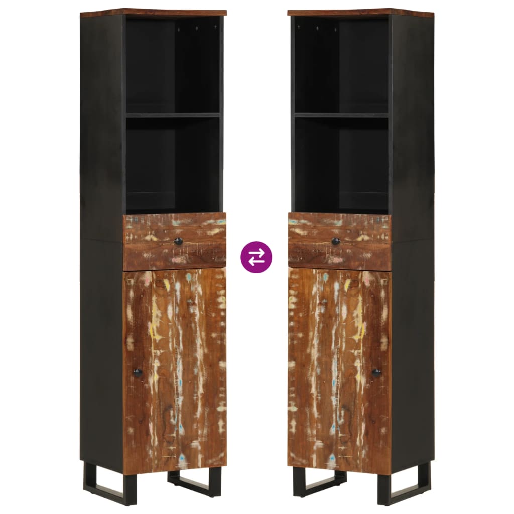 badeværelsesskab 38x33x160 cm massivt genbrugstræ