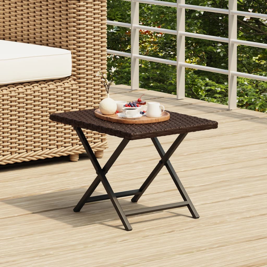 Foldbart Bord 45x35x32 Cm Polyrattan Brun - Vidaxl