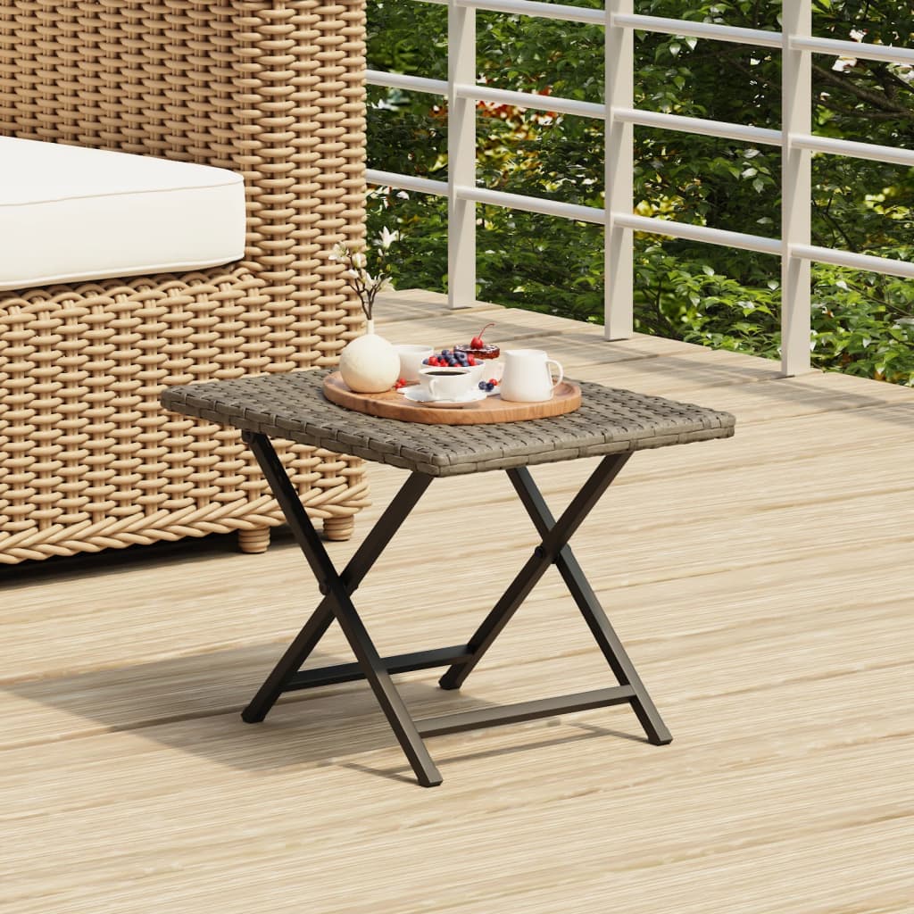 Foldbart Bord 45x35x32 Cm Polyrattan Grå - Vidaxl
