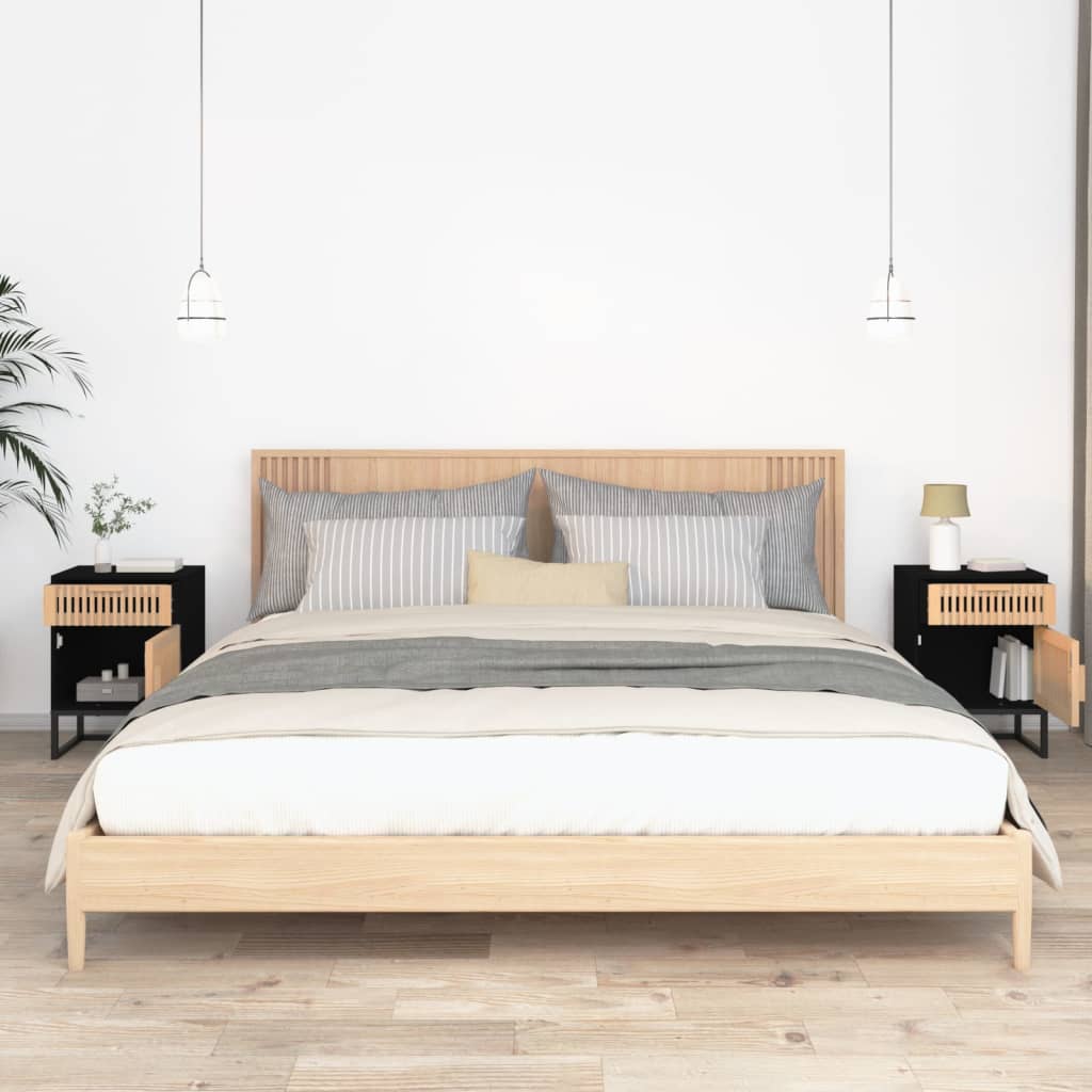 sengeborde 2 stk. 40x30x55,5 cm konstrueret træ og jern sort