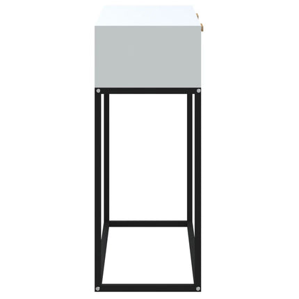 konsolbord 80x30x75 cm konstrueret træ og jern hvid