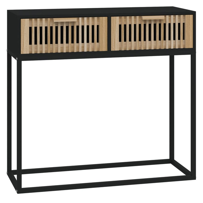 konsolbord 80x30x75 cm konstrueret træ og jern sort