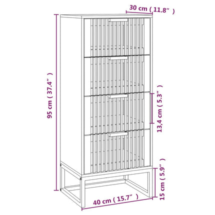 kommode 40x30x95 cm konstrueret træ hvid
