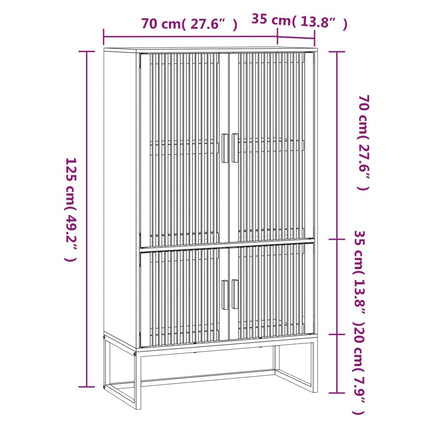 højskab 70x35x125 cm konstrueret træ sort