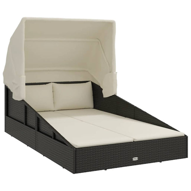 solseng med foldbart tag 200x114x128 cm polyrattan sort