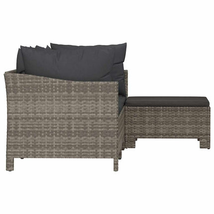 loungesæt til haven 4 dele med hynder polyrattan grå