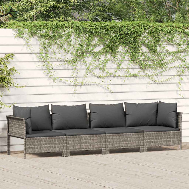 havemøbelsæt med 4 dele og hynder grå polyrattan
