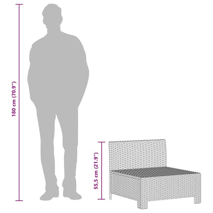 havemøbelsæt med hynder i 2 dele grå polyrattan
