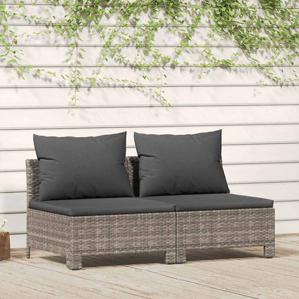 2-personers havesofa med hynde polyrattan grå
