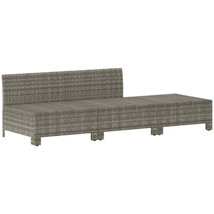 havemøbelsæt med 3 dele og hynder grå polyrattan