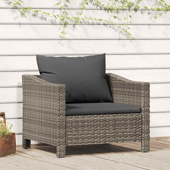 havelænestol med hynde grå polyrattan