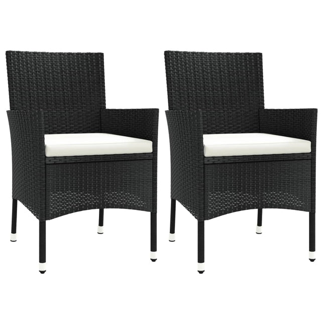 havestole med hynder 2 stk. sort polyrattan (kun UK/IE/FI/NO)