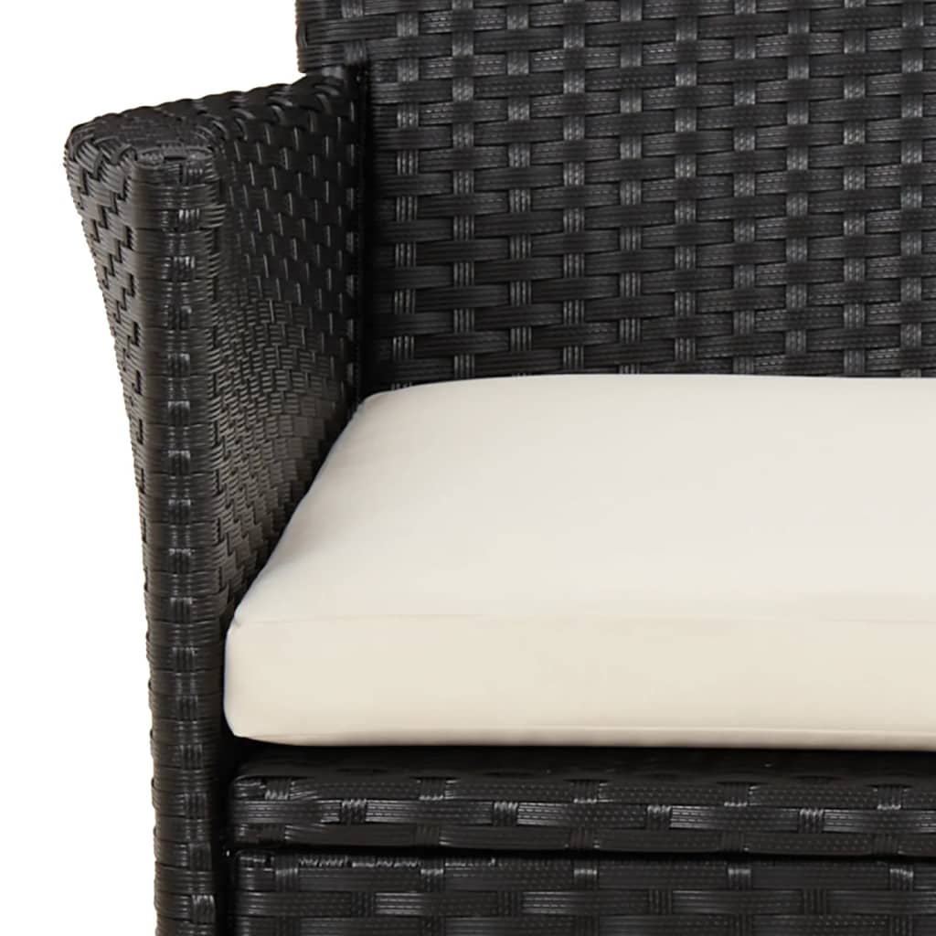 havestole med hynder 2 stk. sort polyrattan (kun UK/IE/FI/NO)