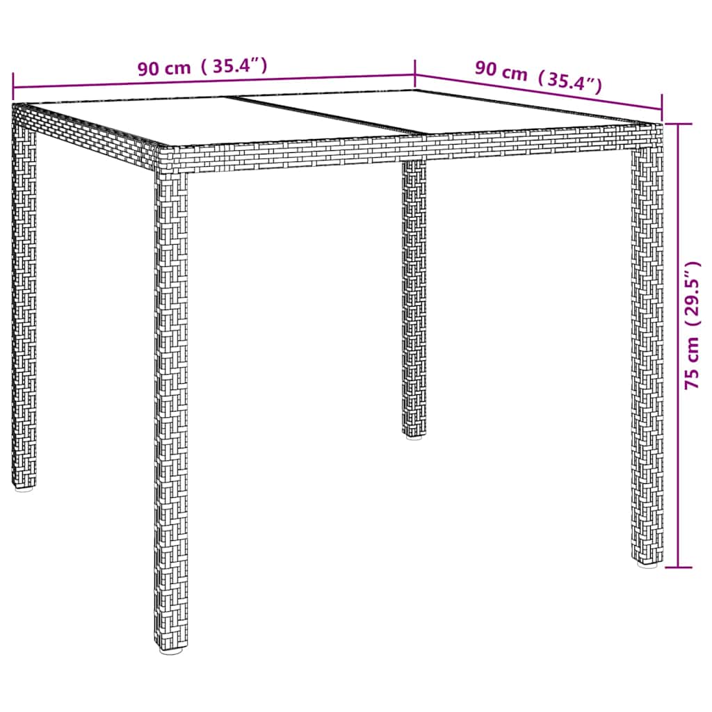 Havemøbel Bord Hvid 90 x 90 x 75 cm polyrattan