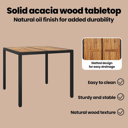 Havemøbel Bord Sort 90 x 90 x 75 cm polyrattan