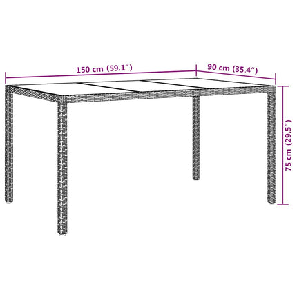 Havemøbel Bord Brun 150 x 90 x 75 cm polyrattan