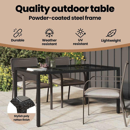 Havemøbel Bord Sort 150 x 90 x 75 cm polyrattan